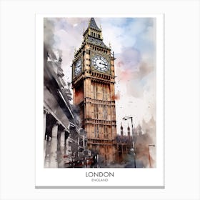 London 1 Watercolour Travel Poster Canvas Print
