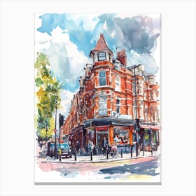 Hammersmith London Borough   Street Watercolour 1 Canvas Print