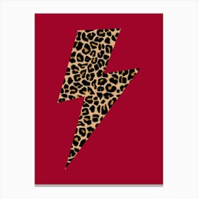 Preppy Leopard Lightning Bolt on Red Canvas Print