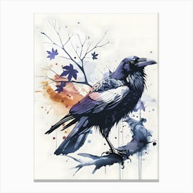 Watercolor Crow Canvas Print