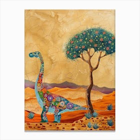 Colourful Dinosaur In The Desert Painting 1 Canvas Print