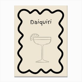 Daiquiri Doodle Poster B&W Canvas Print