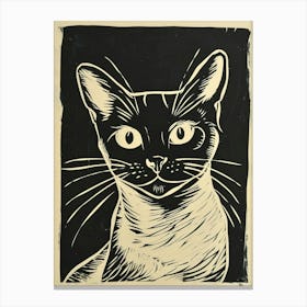 Burmese Cat Linocut Blockprint 4 Canvas Print
