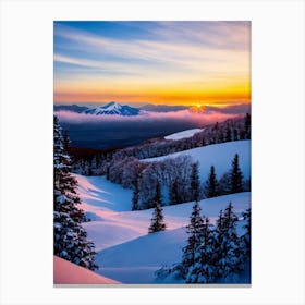 Niseko, Japan 1 Sunrise Skiing Poster Canvas Print