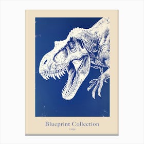 T Rex Blue & White Poster Canvas Print