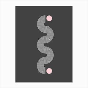 Waves Multiline Pink Dots Canvas Print
