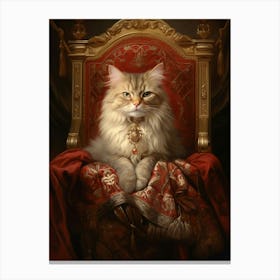 Cat On A Red Throne 4 Canvas Print