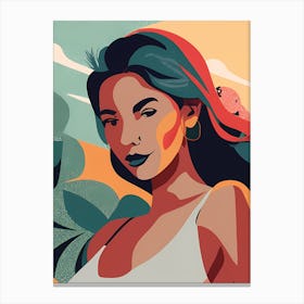 Illustration Of A Woman Minimal Illustration Canvas Print