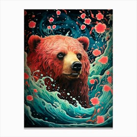 Bear In The Water 2 Canvas Print