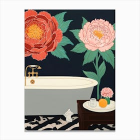 Peonies In The Bathroom Canvas Print