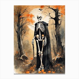Vintage Halloween Gothic Skeleton Painting (5) Canvas Print