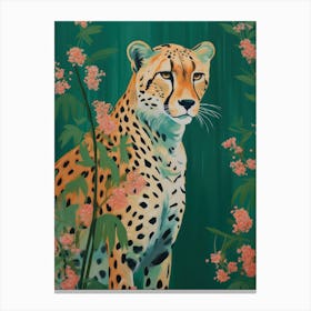 Green Eclectic Cheetah Canvas Print