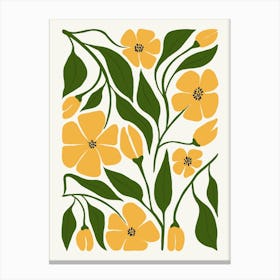 Yellow Flowers Boho Botanical Matisse Style Canvas Print