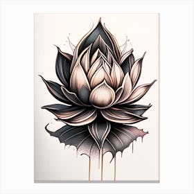 Lotus Flower, Buddhist Symbol Graffiti 3 Canvas Print