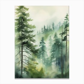 Appalachian Mountains of Misty Pines Watercolor Print of Evergreen Forest..140 Canvas Print