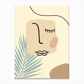 Illustration Of A Woman With Eyes Closed. Boho woman — boho poster, boho wall art Canvas Print