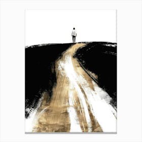 Man Walking Down A Dirt Road Canvas Print