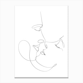Couple Kissing One line drawing Canvas Print