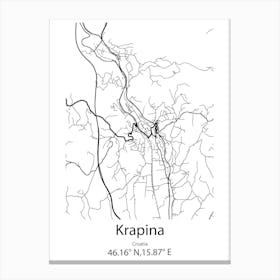 Krapina,Croatia Minimalist Map Canvas Print