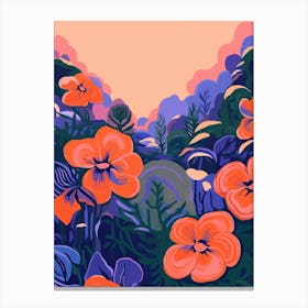 Boho Wildflower Painting Violets Viola 3 Canvas Print