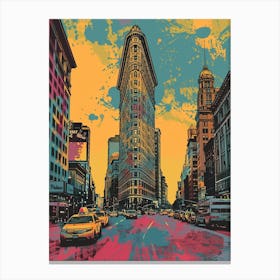 The Flatiron District New York Colourful Silkscreen Illustration 4 Canvas Print