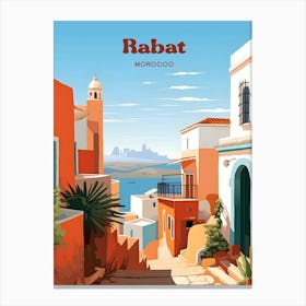 Rabat Morocco Streetview Modern Travel Art Canvas Print