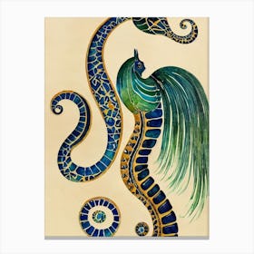 Lined Seahorse Vintage Graphic Watercolour Canvas Print