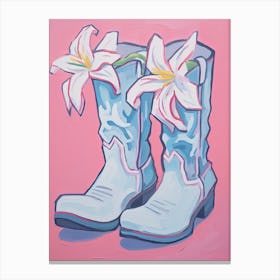 A Painting Of Cowboy Boots With Pink Flowers, Fauvist Style, Still Life 9 Canvas Print