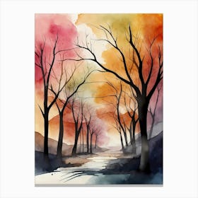 Watercolor Of Trees 2 Canvas Print