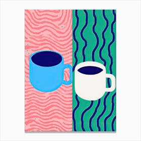 Coffee Mugs, Memphis Pop Art Illustration Canvas Print