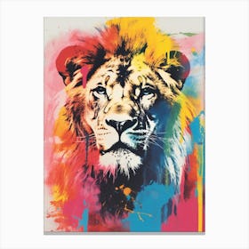 Lion Screen Print Inspired 2 Canvas Print