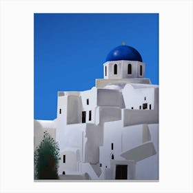 The Blue Dome Church Of Oia Santorini Canvas Print