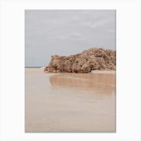 Sand Beach With Rocks Canvas Print