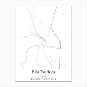 Bila Tserkva,Ukraine Minimalist Map Canvas Print