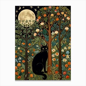 Cat In The Forest Style William Morris 6 Canvas Print