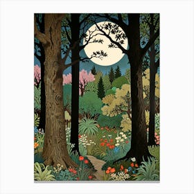 Moonlight Forest William Morris Canvas Print