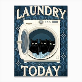 Black Cats In Laundry Day Lienzo