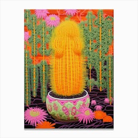 Mexican Style Cactus Illustration Barrel Cactus 3 Canvas Print
