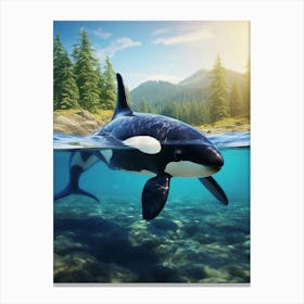 Realistic Photography Of Orca Whale Coming Up For Air 1 Canvas Print