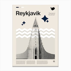 Mid Century Reykjavik Travel Canvas Print