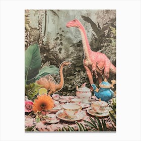 Kitsch Dinosaur Tea Party 1 Canvas Print