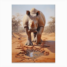 Rhinoceros Muddy Foot Prints Realism 2 Canvas Print