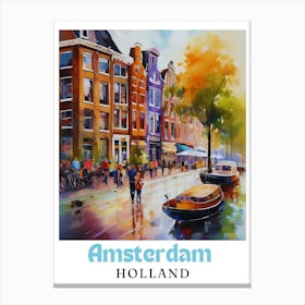 Netherlands Amsterdam, travel poster, wall art print, Amsterdam painting,15 Canvas Print