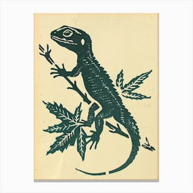 Lizard In The Leaves Bold Block 3 Canvas Print
