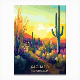 Saguaro National Park Travel Poster Illustration Style 2 Canvas Print