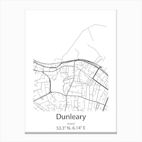 Dunleary,Ireland Minimalist Map Canvas Print