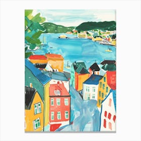 Travel Poster Happy Places Bergen 3 Canvas Print
