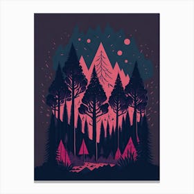 A Fantasy Forest At Night In Red Theme 72 Canvas Print