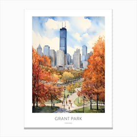 Grant Park 4 Chicago Watercolour Travel Poster Canvas Print