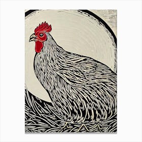 Chicken Linocut Bird Canvas Print